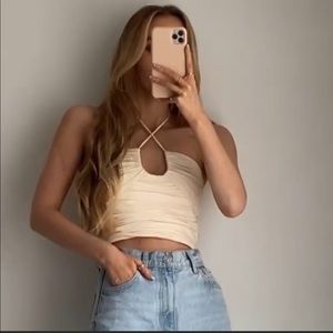 Zara draped crop halter top